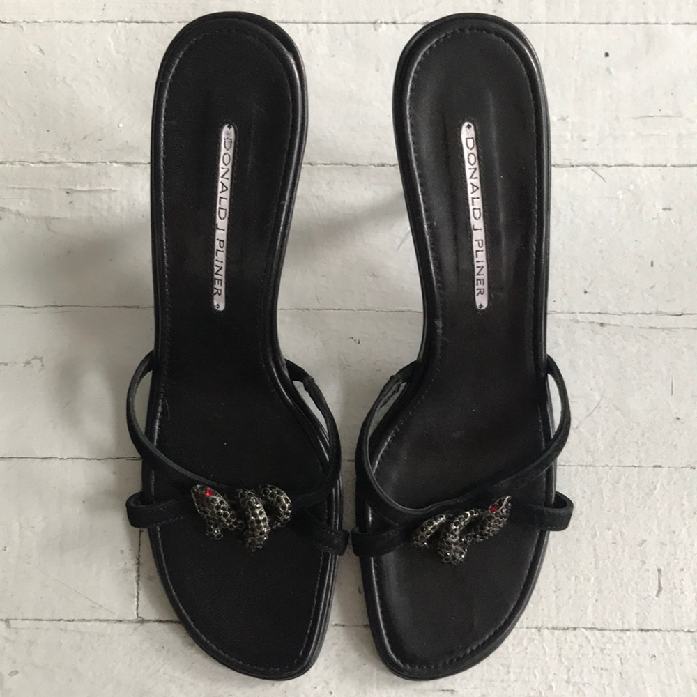 Donald J Pliner snake adorned leather sandals